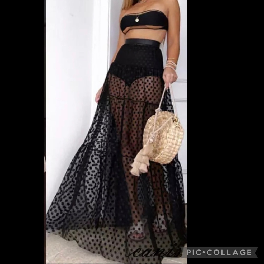 Ready for the Beach 🏖… Black Sheer Cover-Up Skirt - Picture 2 of 3